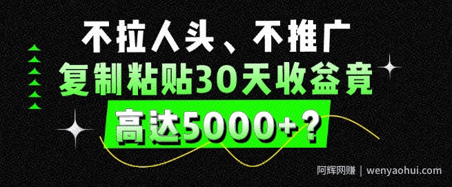 不拉人头、不推广，复制粘贴30天收益竟高达5000+？
