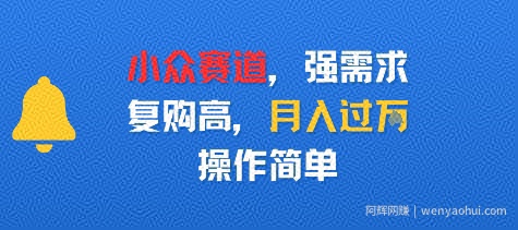 小众赛道，强需求，复购高，月入过w，操作简单