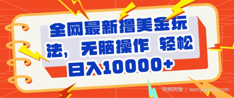 全网最新撸美金玩法，轻松无脑，暴力日入几张