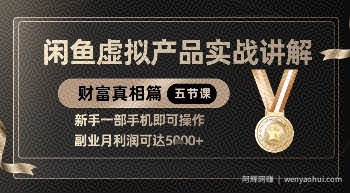 精品！闲鱼虚拟产品实战讲解，新手一部手机即可操作，副业月利润可达5k+