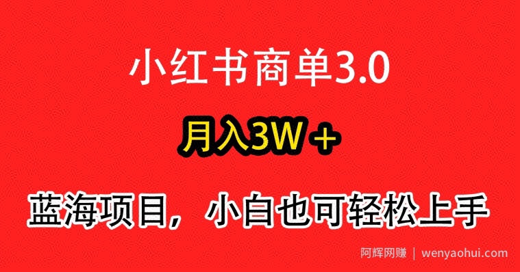 小红书商单3.0，月入3w+，蓝海项目，小白轻松上手