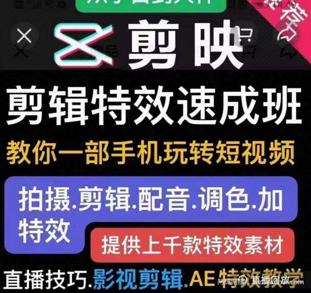 特效罗剪辑特效速成班：一部手机玩转短视频提供上千款特效素材【无水印】