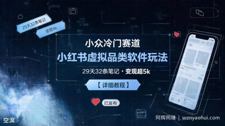 小众冷门赛道，小红书虚拟品类软件玩法，29天32条笔记，变现5k【详细拆解】