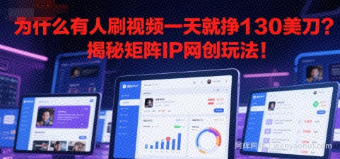 为什么有人刷视频一天就挣130美刀？揭秘矩阵IP网创玩法!