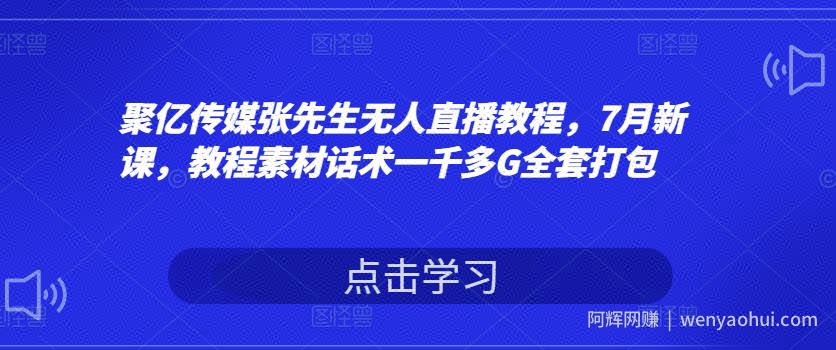 聚亿传媒张先生无人直播教程，7月新课，教程素材话术一千多G全套打包