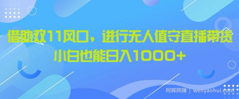 借助双11风口，进行无人值守直播带货，小白也能日入1k