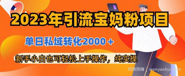 2023年引流宝妈粉项目，单日私域转化2000＋，新手小白也可轻松上手操作，纯实操