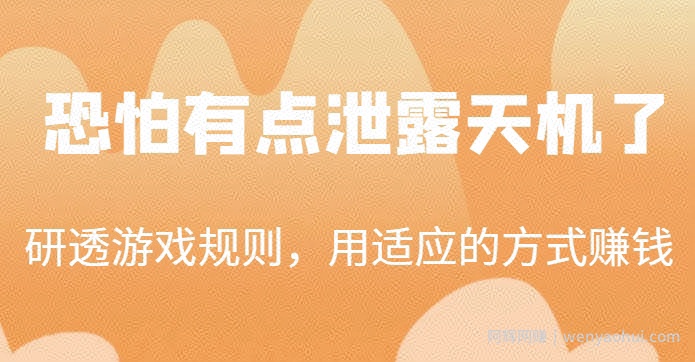某公众号付费文章：研透游戏规则，用适应的方式賺米，这几段话，恐怕有点泄露天机了！