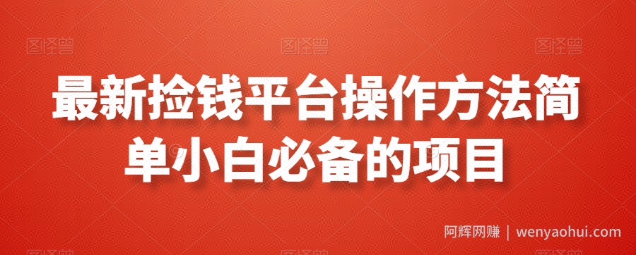 最新捡钱平台操作方法简单小白必备的项目