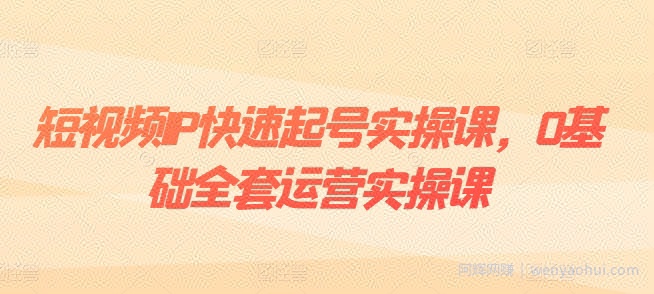 短视频IP快速起号实操课，0基础全套运营实操课，爆款内容设计+粉丝运营+内容变现