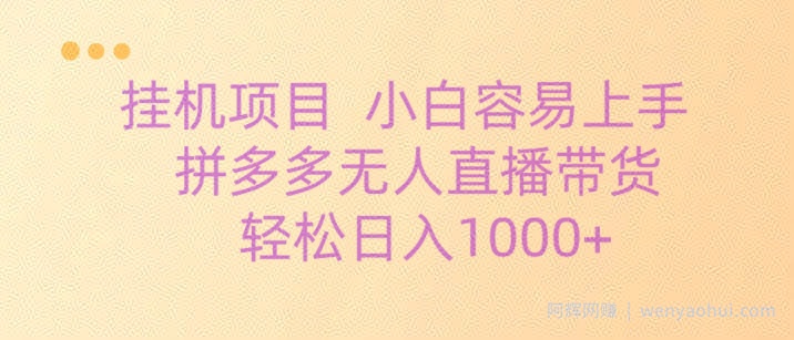 挂JI项目拼多多无人直播带货，轻松日入1000+