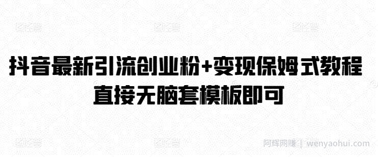 抖音最新引流创业粉+变现保姆式教程 直接无脑套模板即可
