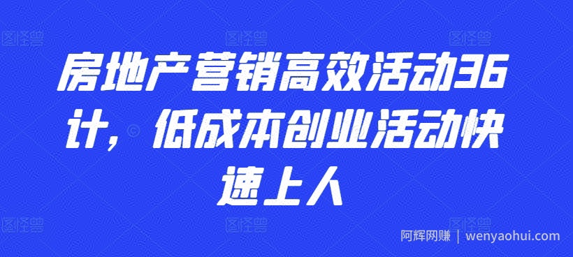 房地产营销高效活动36计，​低成本创业活动快速上人