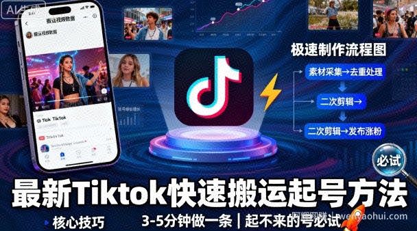 最新Tiktok快速搬运快速起号方法，3-5分钟做一条，起不来的号可以试试