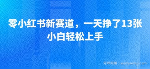 小红书新赛道，一天挣了13张，小白轻松上手