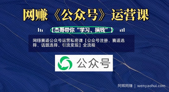 网创赛道公众号运营私密课【公众号注册、赛道选择、话题选择、引流变现】全流程