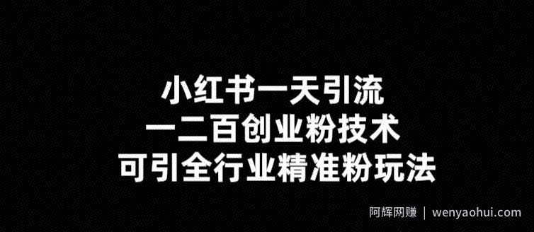 小红书一天引流一二百创业粉技术，可引全行业精准粉玩法【仅揭秘】