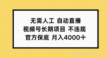 无需人工自动直播，视频号长期项目不违规，官方保底月入4000左右