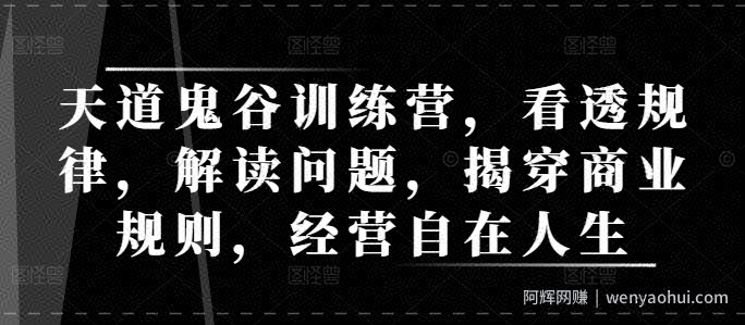 天道鬼谷训练营，看透规律，解读问题，揭穿商业规则，经营自在人生