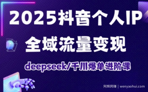 抖音个人IP全域流量变现进阶课，deepseek千川爆单进阶课（更新2026年06月）