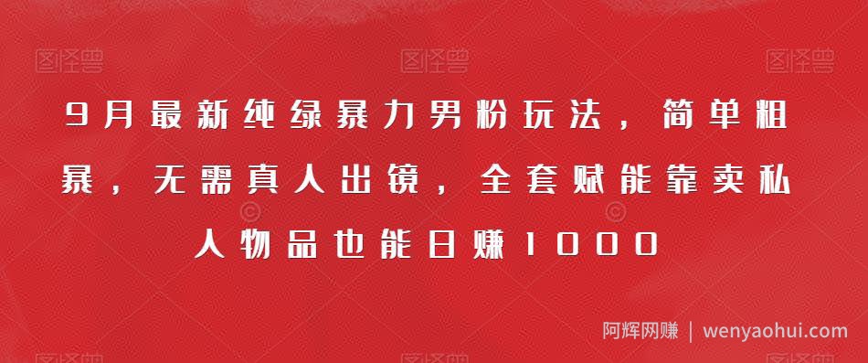 9月最新纯绿暴力男粉玩法,简单粗暴,无需真人出镜,全套赋能靠卖私人物品也能日赚1000
