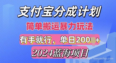 2024最新蓝海项目，支付宝视频分成计划，简单粗暴直接搬运