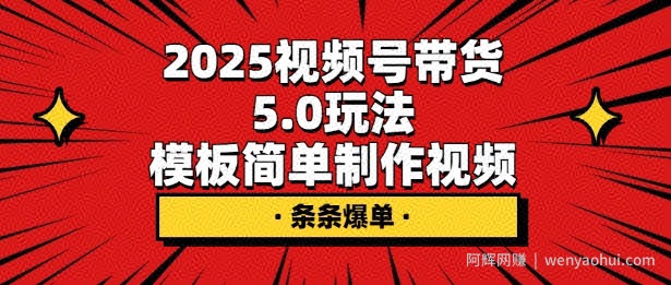 2025视频号带货5.0玩法，模板简单制作视频，条条爆单