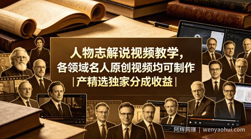 人物志解说视频教学，各领域名人原创视频均可制作丨精选独家分成收益（更新0430）