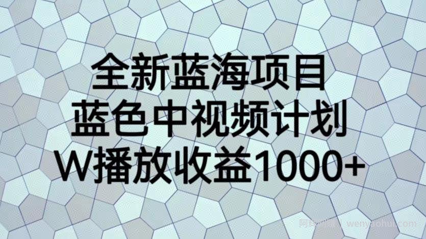 全新蓝海项目，蓝色中视频计划，1W播放量1000+【揭秘】