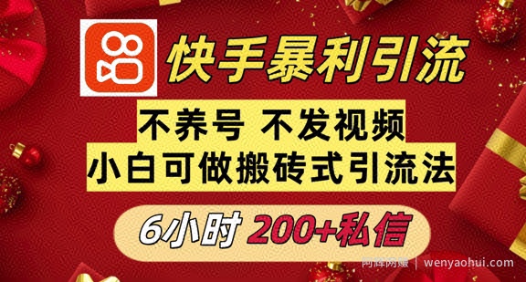 利用快手平台6小时不到200+私信，不发视频不养号