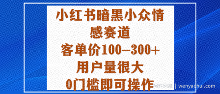小红书暗黑小众情感赛道，客单价100-300+用户量很大，0门槛即可操作