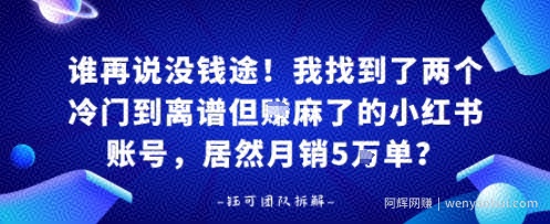 谁再说没钱途！我找到了两个冷门到离谱但賺麻了的小红书账号，居然月销5W单？