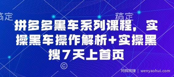 拼多多黑车系列课程，实操黑车操作解析+实操黑搜7天上首页【音频】