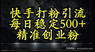 快手精准式打粉引流，每日稳定500+精准创业粉