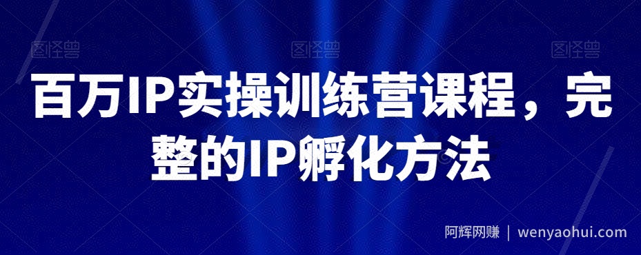百万IP实操训练营课程，完整的IP孵化方法