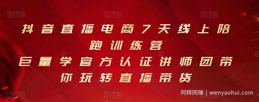抖音直播电商7天线上陪跑训练营，巨量学官方认证讲师团带你玩转直播带货