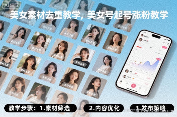 美女素材去重教学，美女号起号涨粉教学