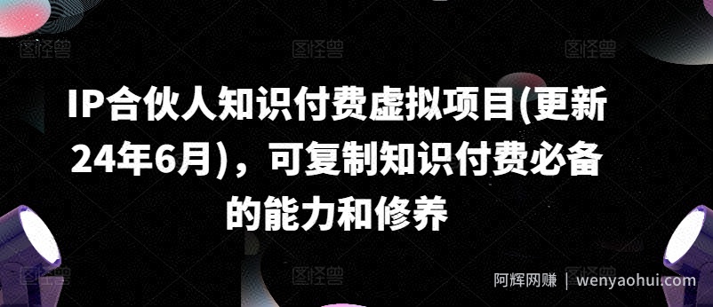 IP合伙人知识付费虚拟项目(更新24年6月),可复制知识付费必备的能力和修养