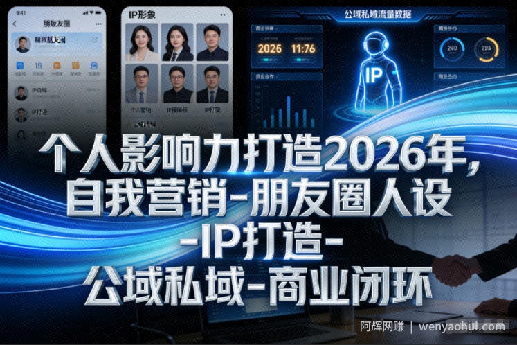 个人影响力打造2026年，自我营销-朋友圈人设-IP打造-公域私域-商业闭环
