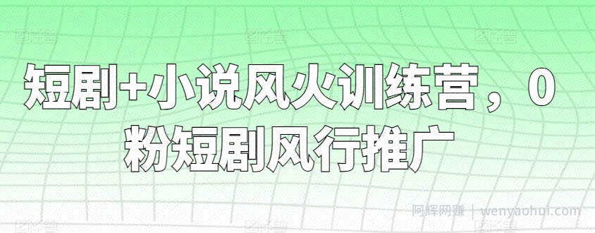 短剧+小说风火训练营,0粉短剧风行推广