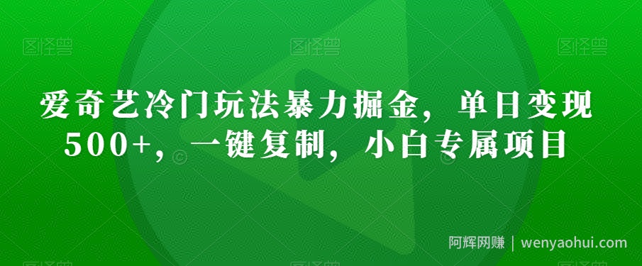 爱奇艺冷门玩法暴力掘金，单日变现500+，一键复制，小白专属项目