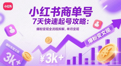 小红书商单号7天快速起号攻略：爆粉变现全流程拆解，单月变现3k+