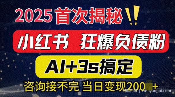 2025引流天花板：最新小红书狂暴负债粉思路，咨询接不断，当日入多张