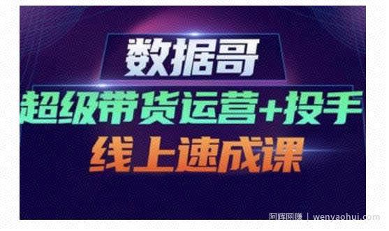 数据哥·超级带货运营+投手线上速成课，快速提升运营和熟悉学会投手技巧
