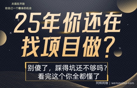 25年，你还在疯狂的找项目吗？别傻了，看完这个你都懂了【揭秘】