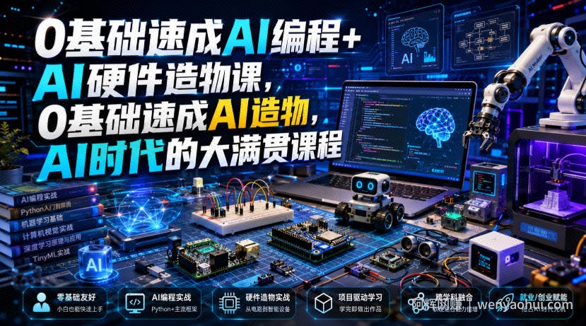 0基础速成AI编程+AI硬件造物课,0基础速成AI造物,AI时代的大满贯课程