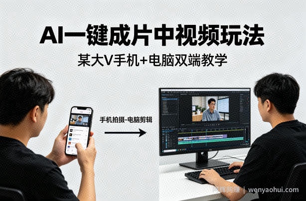 AI一键成片中视频玩法，某大V中视频教学（手机+电脑）