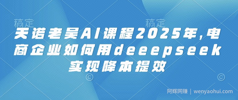 天诺老吴AI课程2025年，电商企业如何用deeepseek实现降本提效