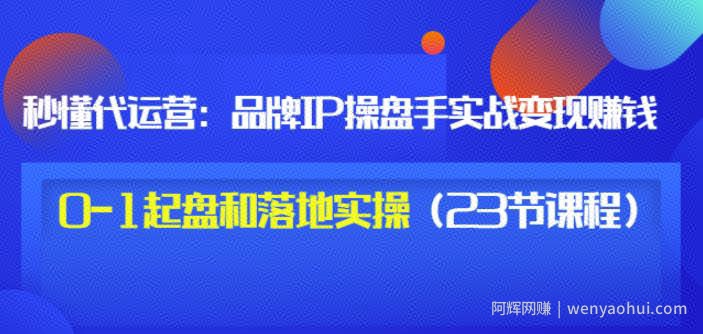 秒懂代运营：品牌IP操盘手实战賺米，0-1起盘和落地实操（23节课程）价值199