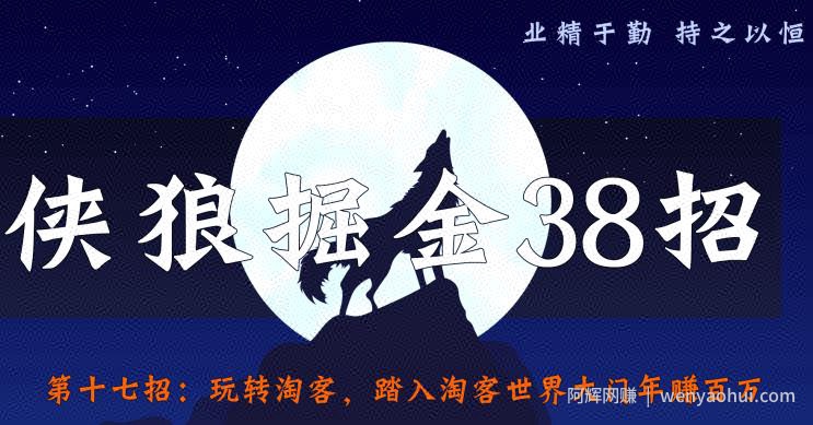 侠狼掘金38招第17招玩转淘客，踏入淘客世界大门年赚百万【视频课程】